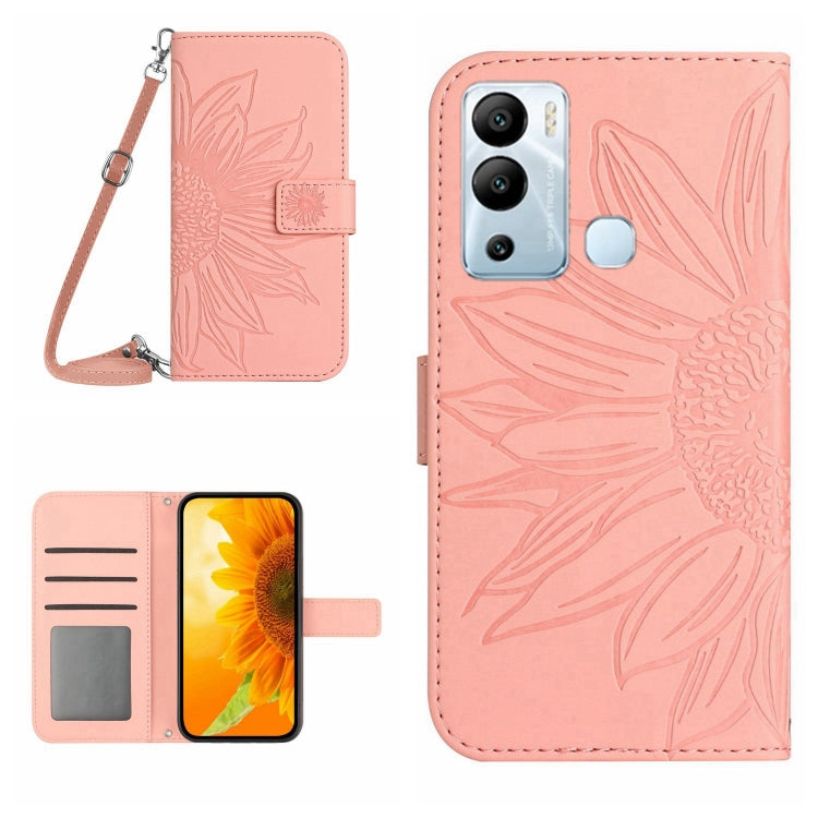 For Infinix Hot 12i Skin Feel Sun Flower Pattern Flip Leather Phone Case with Lanyard