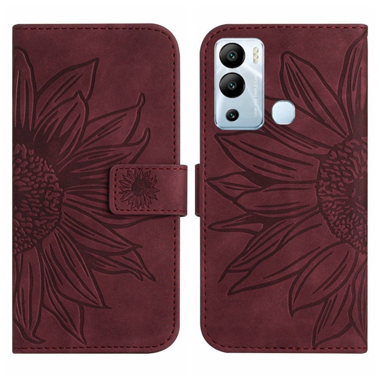 For Infinix Hot 12i Skin Feel Sun Flower Pattern Flip Leather Phone Case with Lanyard