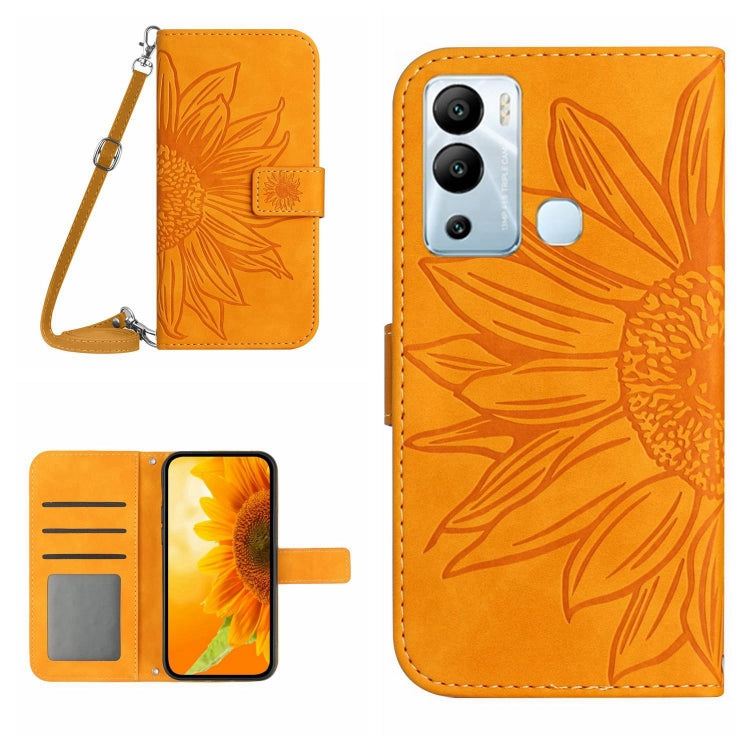 For Infinix Hot 12i Skin Feel Sun Flower Pattern Flip Leather Phone Case with Lanyard