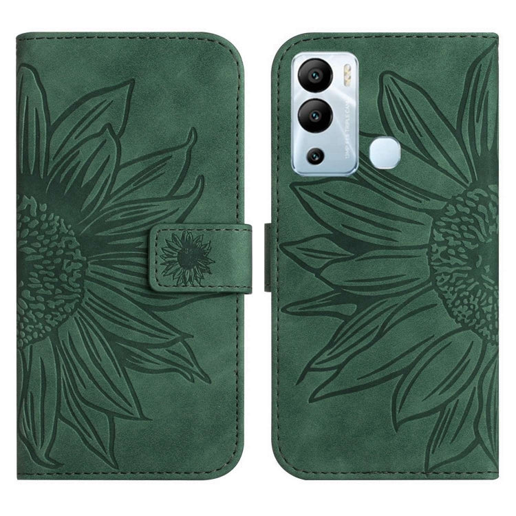For Infinix Hot 12i Skin Feel Sun Flower Pattern Flip Leather Phone Case with Lanyard