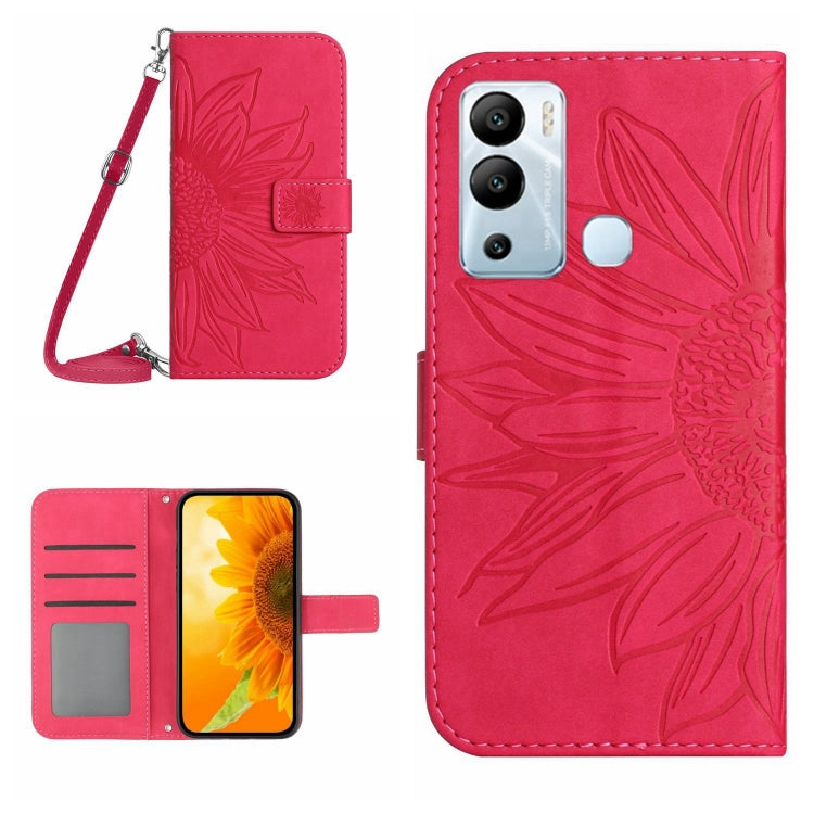 For Infinix Hot 12i Skin Feel Sun Flower Pattern Flip Leather Phone Case with Lanyard