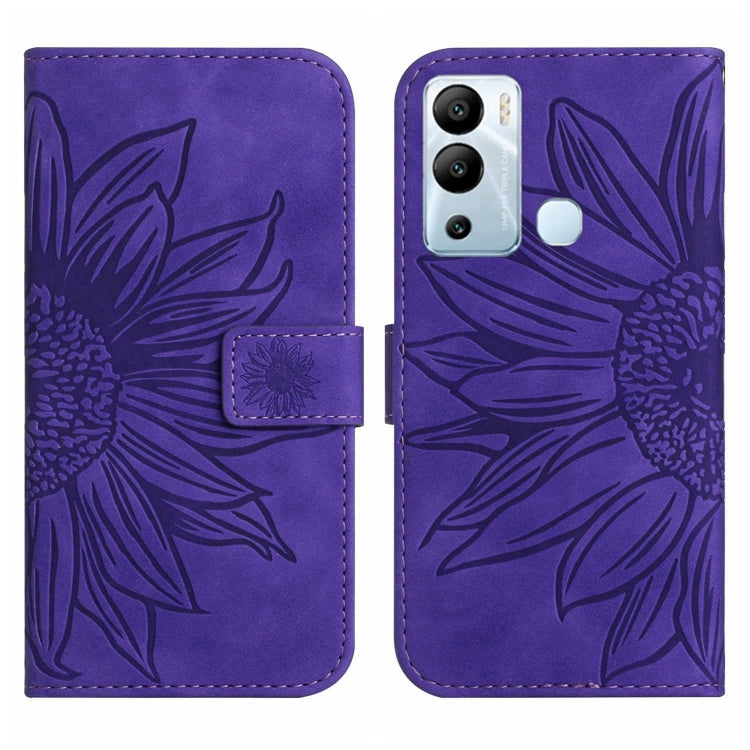 For Infinix Hot 12i Skin Feel Sun Flower Pattern Flip Leather Phone Case with Lanyard