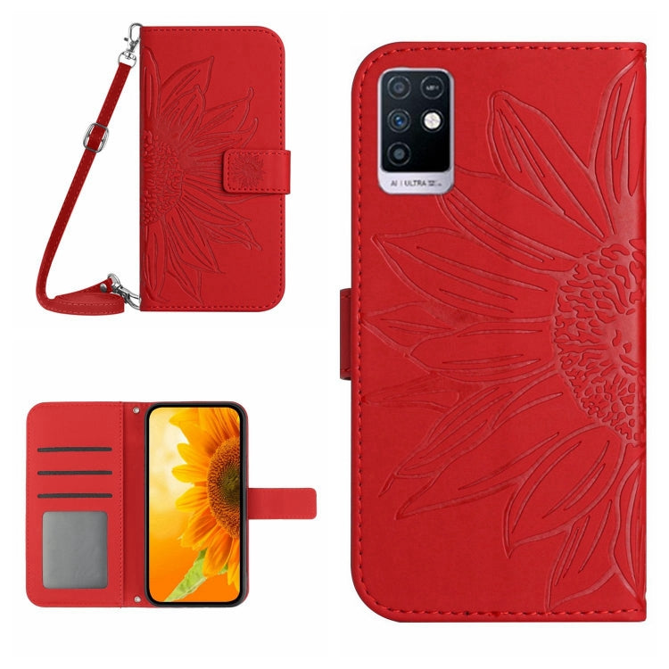 For Infinix Note 10 Skin Feel Sun Flower Pattern Flip Leather Phone Case with Lanyard