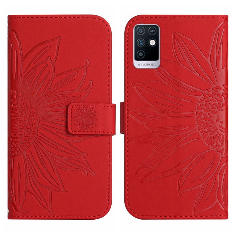 For Infinix Note 10 Skin Feel Sun Flower Pattern Flip Leather Phone Case with Lanyard