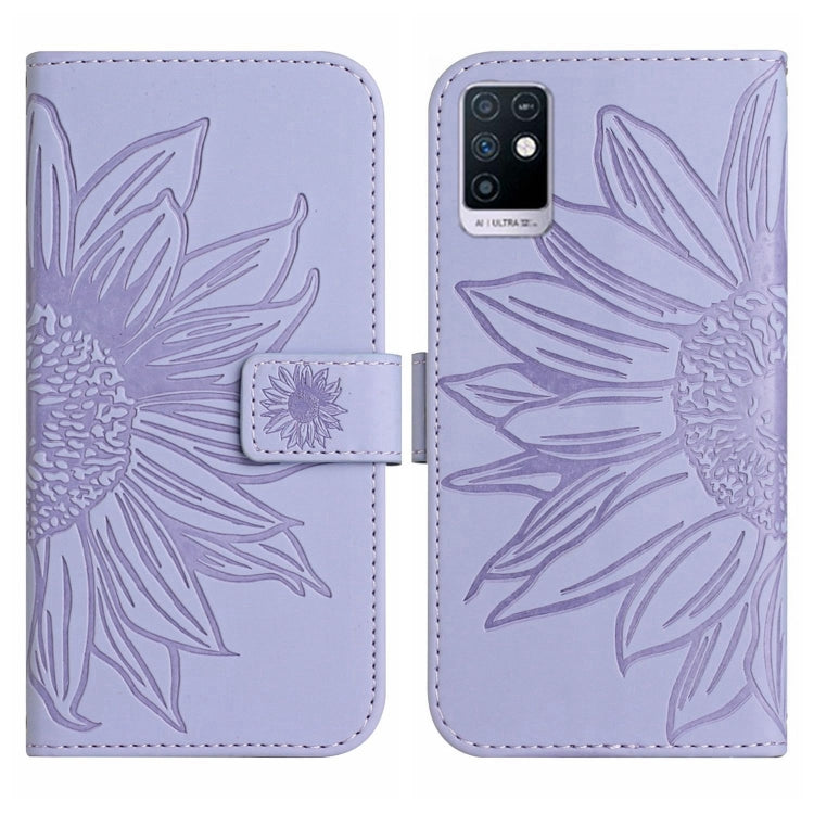For Infinix Note 10 Skin Feel Sun Flower Pattern Flip Leather Phone Case with Lanyard
