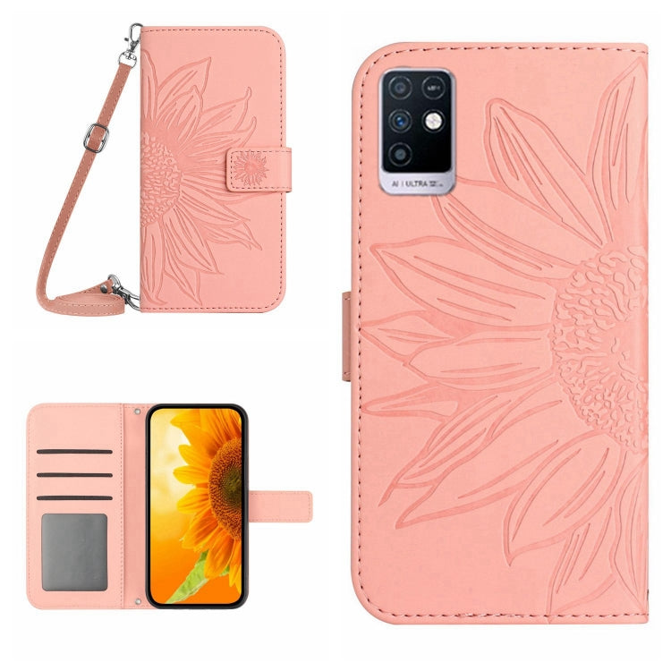 For Infinix Note 10 Skin Feel Sun Flower Pattern Flip Leather Phone Case with Lanyard