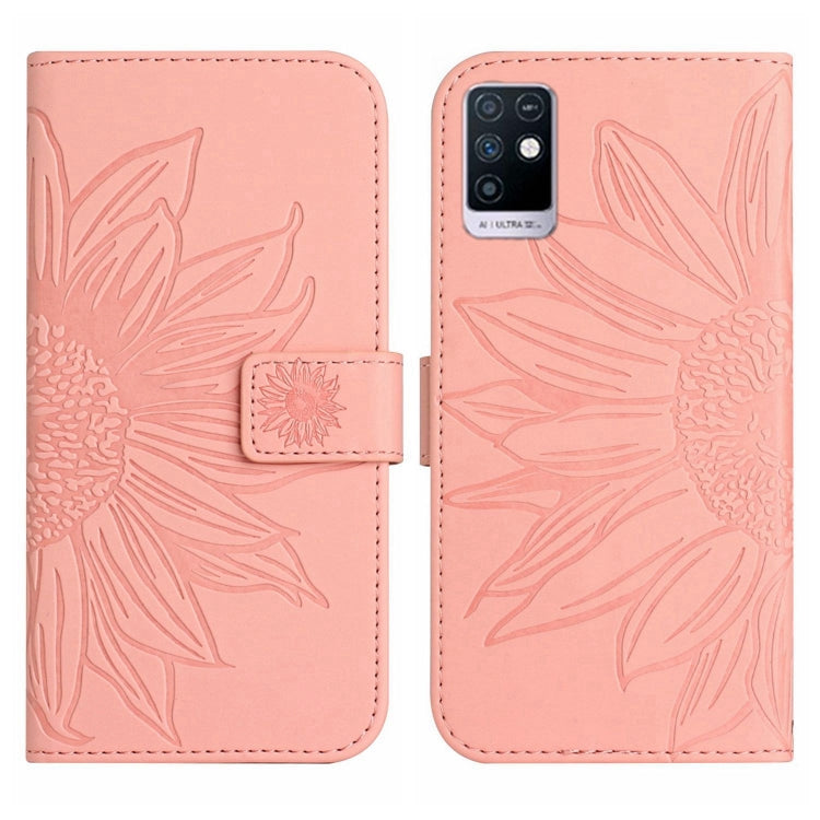For Infinix Note 10 Skin Feel Sun Flower Pattern Flip Leather Phone Case with Lanyard