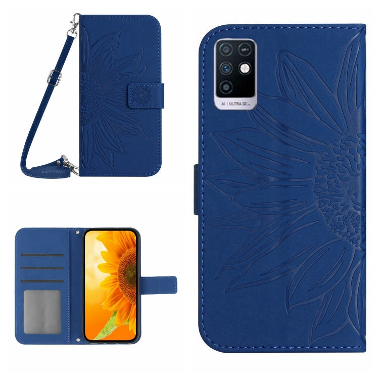 For Infinix Note 10 Skin Feel Sun Flower Pattern Flip Leather Phone Case with Lanyard