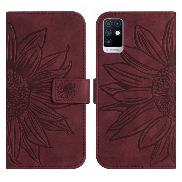 For Infinix Note 10 Skin Feel Sun Flower Pattern Flip Leather Phone Case with Lanyard