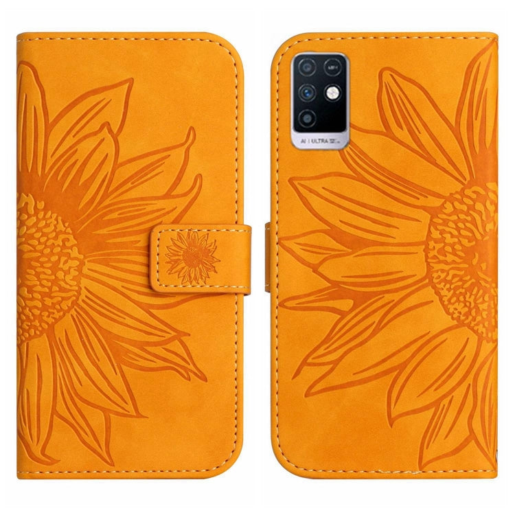For Infinix Note 10 Skin Feel Sun Flower Pattern Flip Leather Phone Case with Lanyard