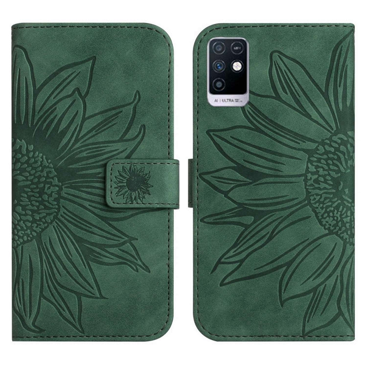 For Infinix Note 10 Skin Feel Sun Flower Pattern Flip Leather Phone Case with Lanyard
