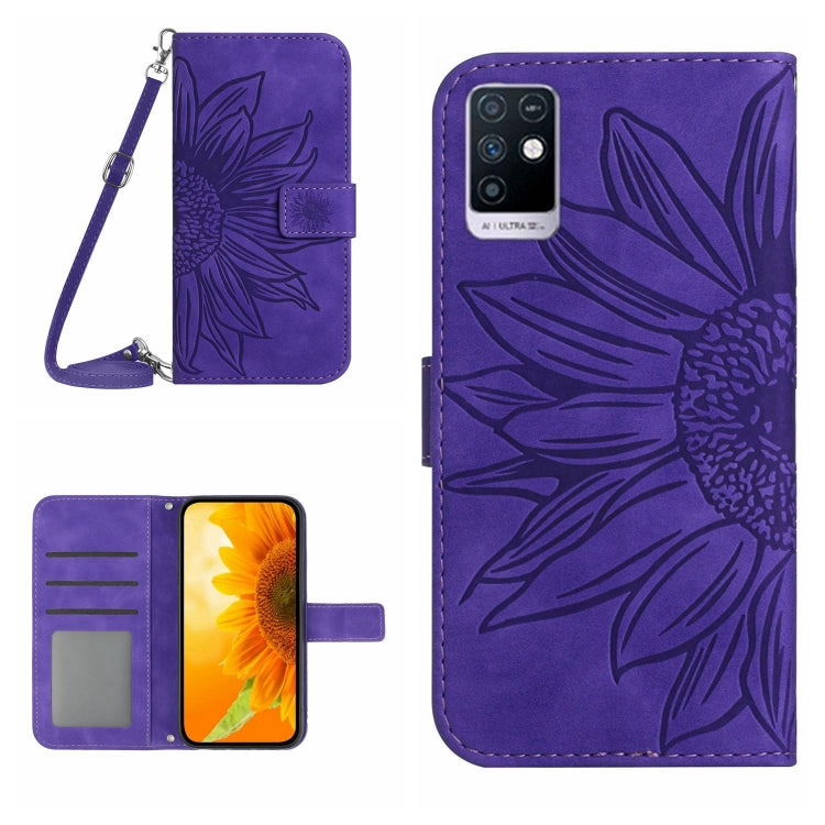 For Infinix Note 10 Skin Feel Sun Flower Pattern Flip Leather Phone Case with Lanyard
