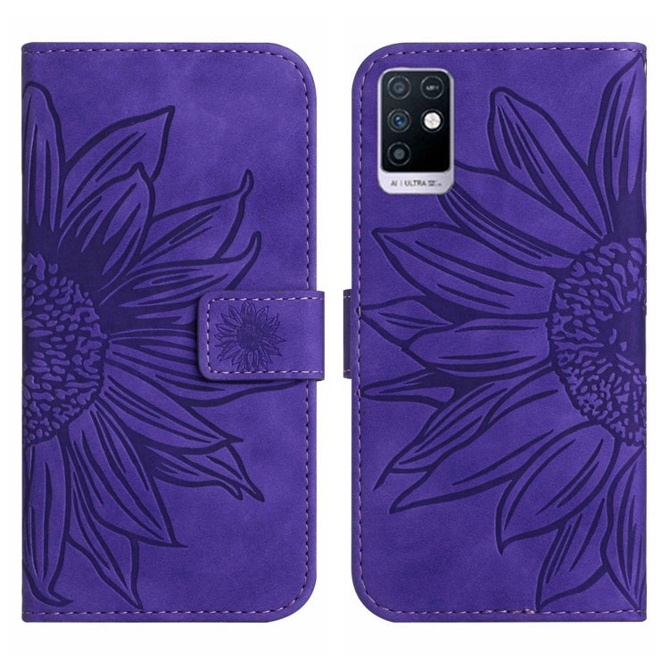 For Infinix Note 10 Skin Feel Sun Flower Pattern Flip Leather Phone Case with Lanyard