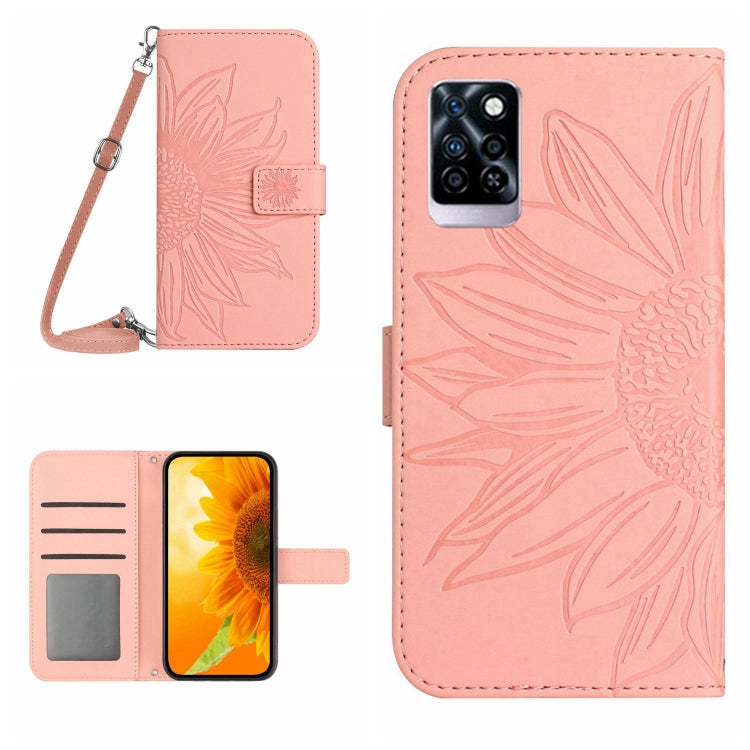 For Infinix Note 10 Pro Skin Feel Sun Flower Pattern Flip Leather Phone Case with Lanyard