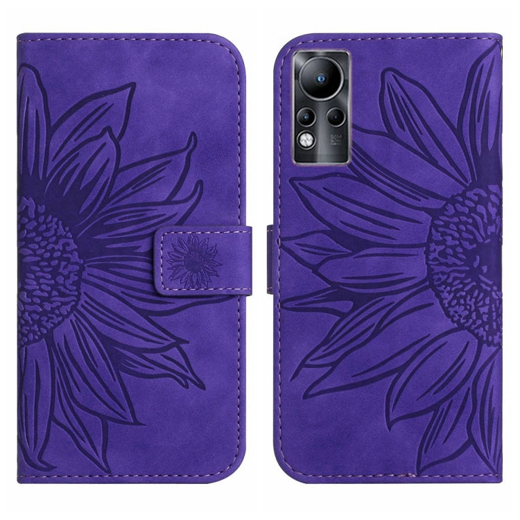 For Infinix Note 11 Skin Feel Sun Flower Pattern Flip Leather Phone Case with Lanyard