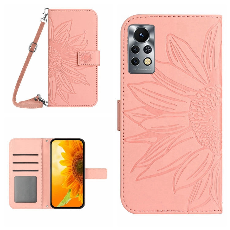 For Infinix Note 11 Pro / Note 11s Skin Feel Sun Flower Pattern Flip Leather Phone Case with Lanyard