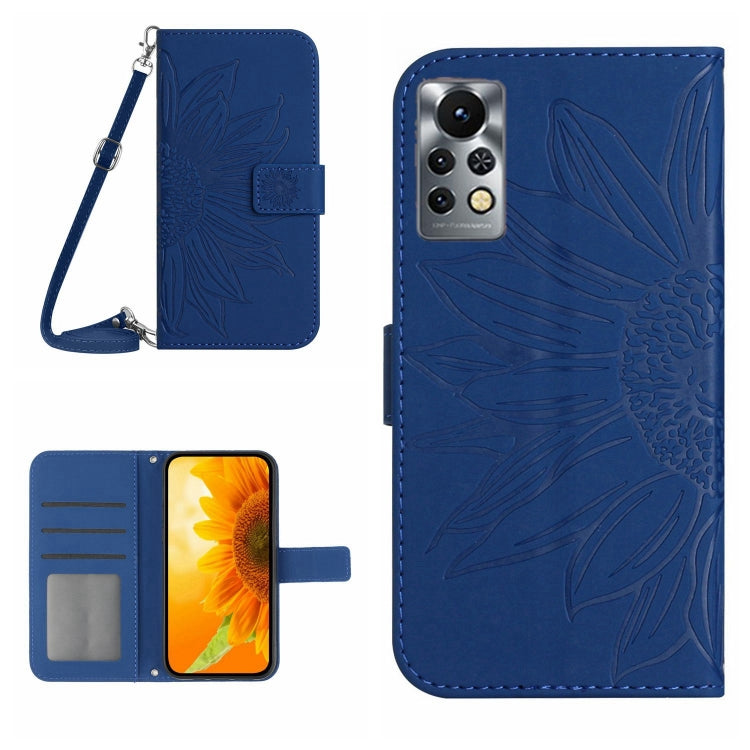 For Infinix Note 11 Pro / Note 11s Skin Feel Sun Flower Pattern Flip Leather Phone Case with Lanyard
