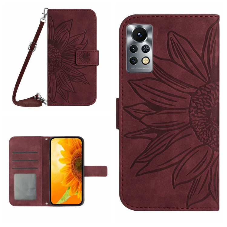 For Infinix Note 11 Pro / Note 11s Skin Feel Sun Flower Pattern Flip Leather Phone Case with Lanyard