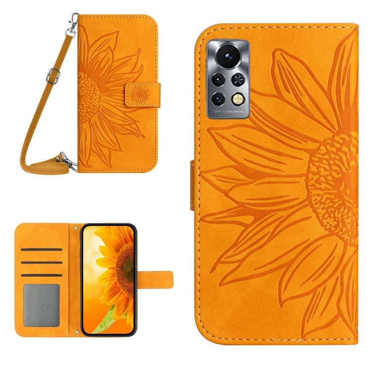 For Infinix Note 11 Pro / Note 11s Skin Feel Sun Flower Pattern Flip Leather Phone Case with Lanyard