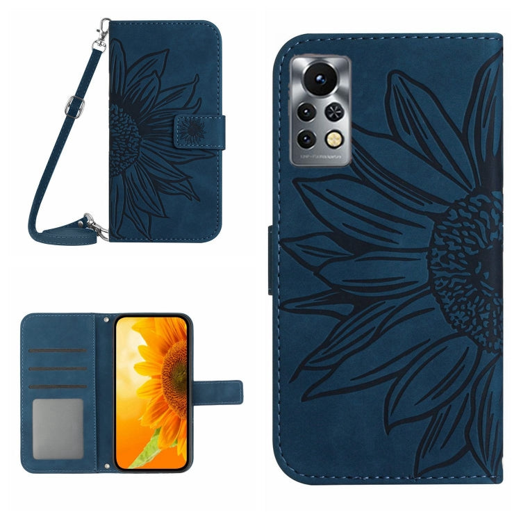 For Infinix Note 11 Pro / Note 11s Skin Feel Sun Flower Pattern Flip Leather Phone Case with Lanyard