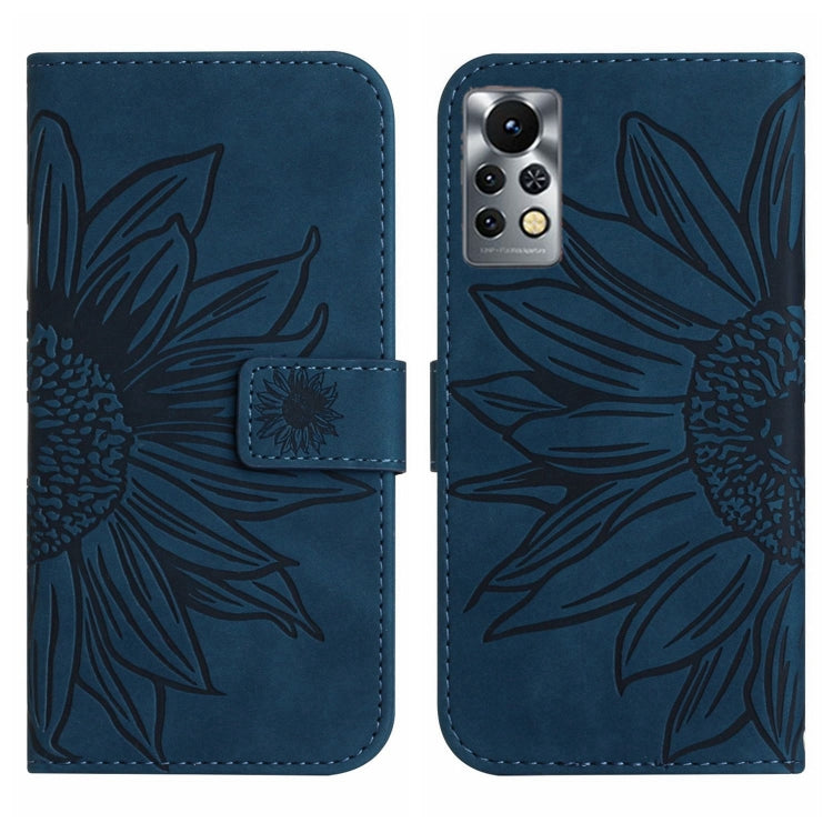 For Infinix Note 11 Pro / Note 11s Skin Feel Sun Flower Pattern Flip Leather Phone Case with Lanyard