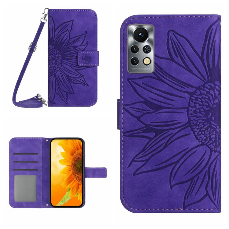 For Infinix Note 11 Pro / Note 11s Skin Feel Sun Flower Pattern Flip Leather Phone Case with Lanyard