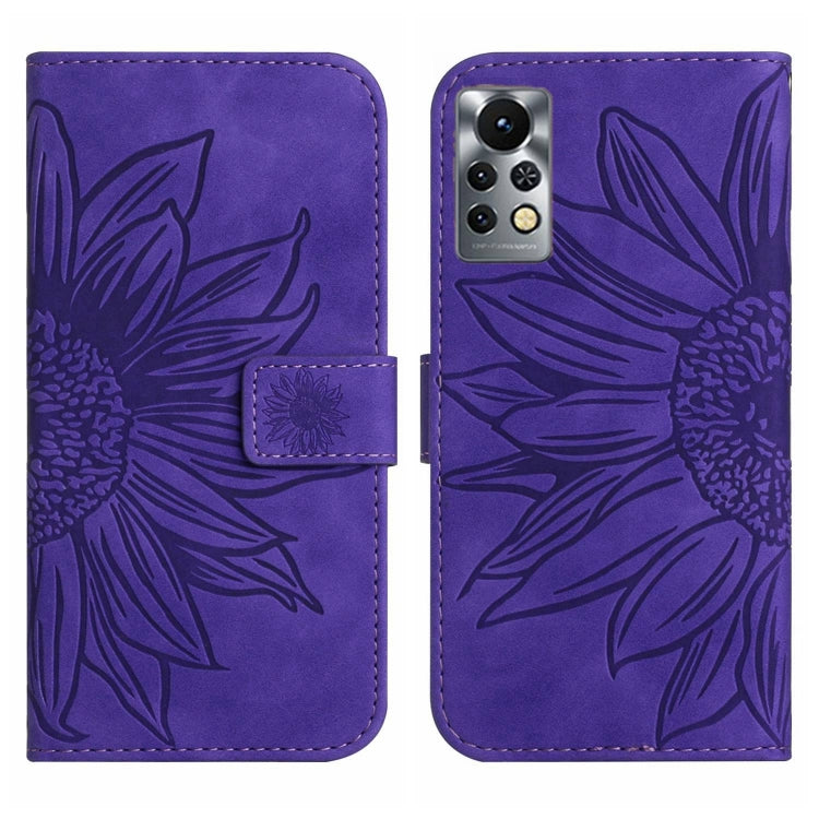 For Infinix Note 11 Pro / Note 11s Skin Feel Sun Flower Pattern Flip Leather Phone Case with Lanyard