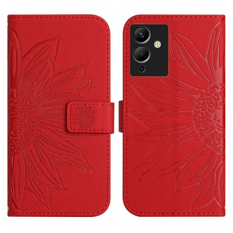 For Infinix Note 12 G96 Skin Feel Sun Flower Pattern Flip Leather Phone Case with Lanyard