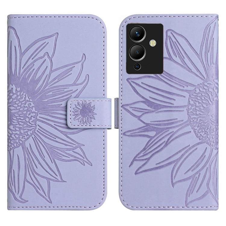 For Infinix Note 12 G96 Skin Feel Sun Flower Pattern Flip Leather Phone Case with Lanyard