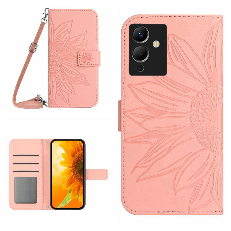 For Infinix Note 12 G96 Skin Feel Sun Flower Pattern Flip Leather Phone Case with Lanyard