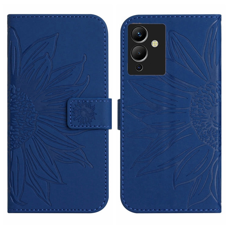 For Infinix Note 12 G96 Skin Feel Sun Flower Pattern Flip Leather Phone Case with Lanyard