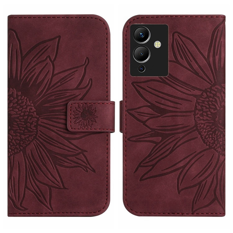 For Infinix Note 12 G96 Skin Feel Sun Flower Pattern Flip Leather Phone Case with Lanyard