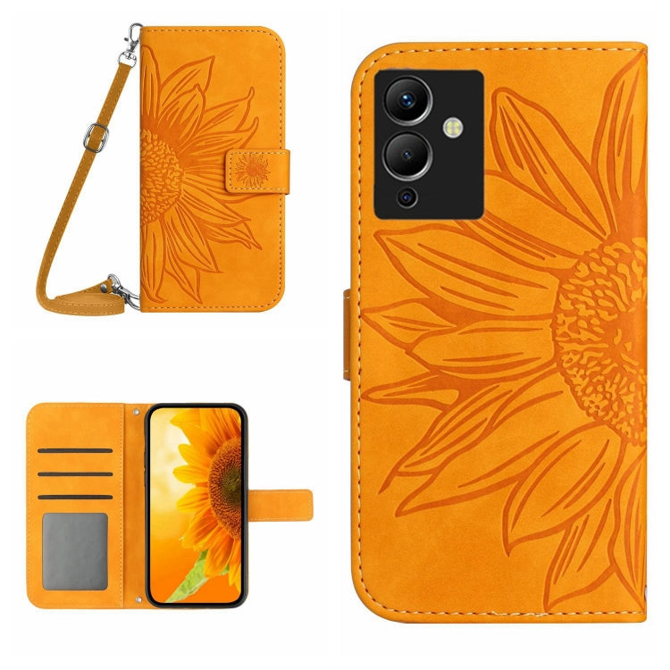 For Infinix Note 12 G96 Skin Feel Sun Flower Pattern Flip Leather Phone Case with Lanyard