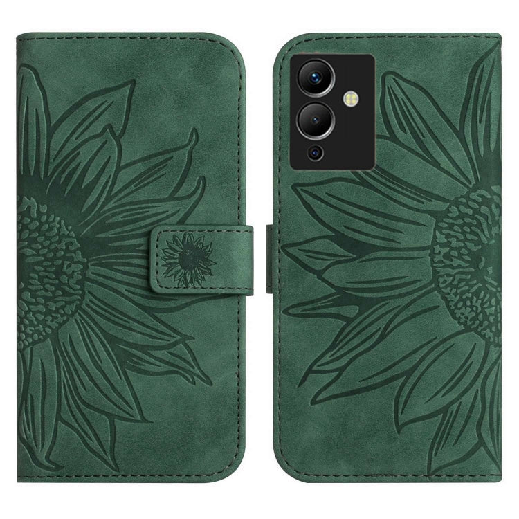 For Infinix Note 12 G96 Skin Feel Sun Flower Pattern Flip Leather Phone Case with Lanyard