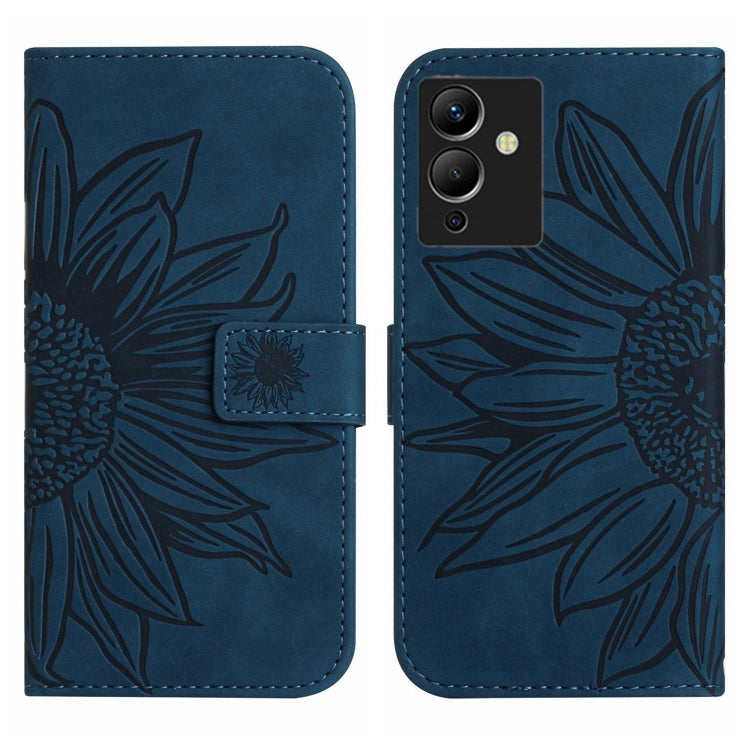 For Infinix Note 12 G96 Skin Feel Sun Flower Pattern Flip Leather Phone Case with Lanyard
