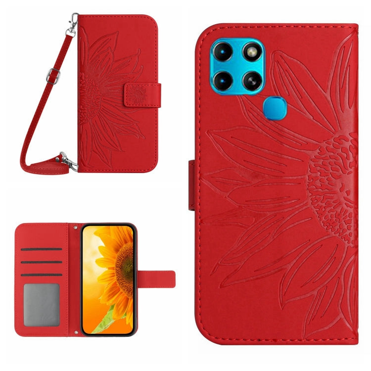 For Infinix Smart 6 Skin Feel Sun Flower Pattern Flip Leather Phone Case with Lanyard