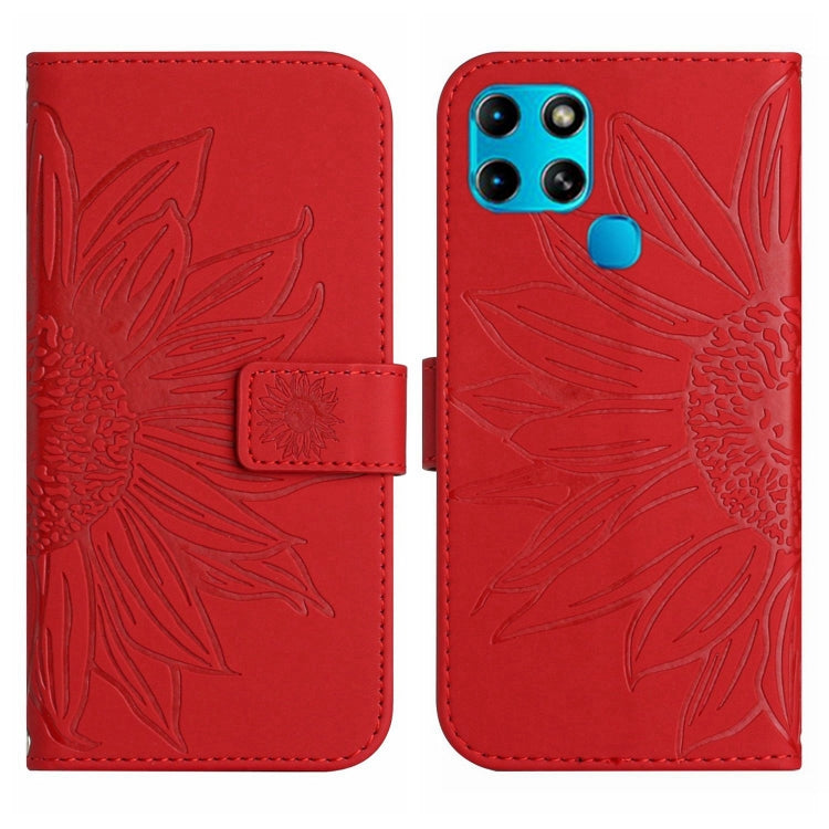 For Infinix Smart 6 Skin Feel Sun Flower Pattern Flip Leather Phone Case with Lanyard