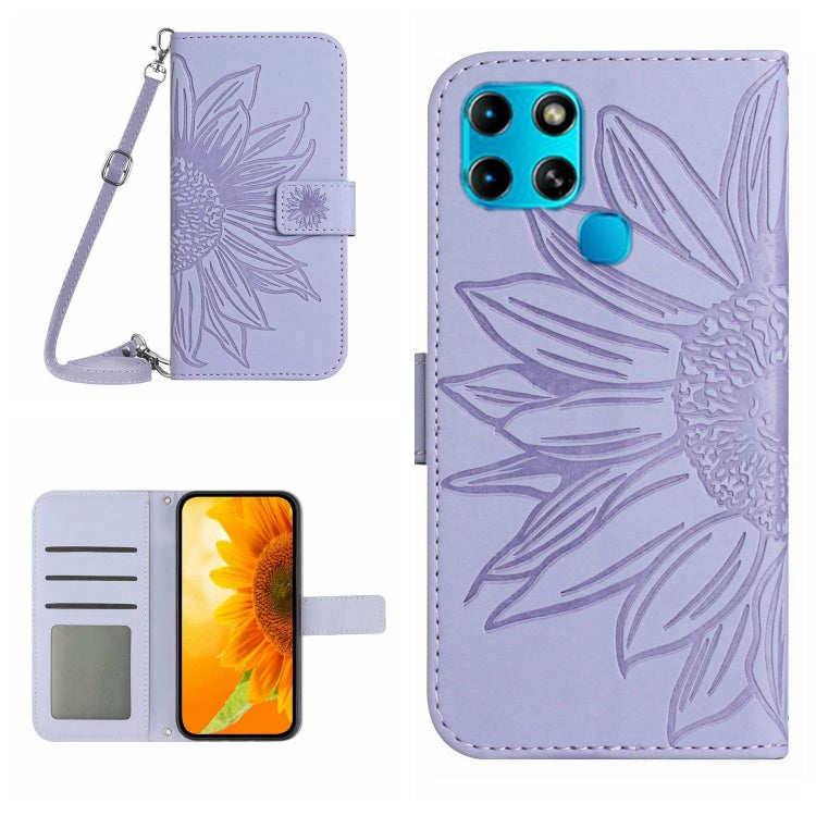 For Infinix Smart 6 Skin Feel Sun Flower Pattern Flip Leather Phone Case with Lanyard