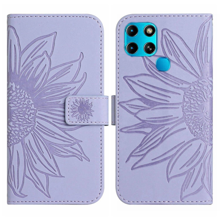 For Infinix Smart 6 Skin Feel Sun Flower Pattern Flip Leather Phone Case with Lanyard