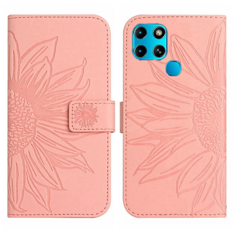 For Infinix Smart 6 Skin Feel Sun Flower Pattern Flip Leather Phone Case with Lanyard