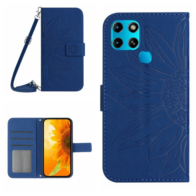 For Infinix Smart 6 Skin Feel Sun Flower Pattern Flip Leather Phone Case with Lanyard