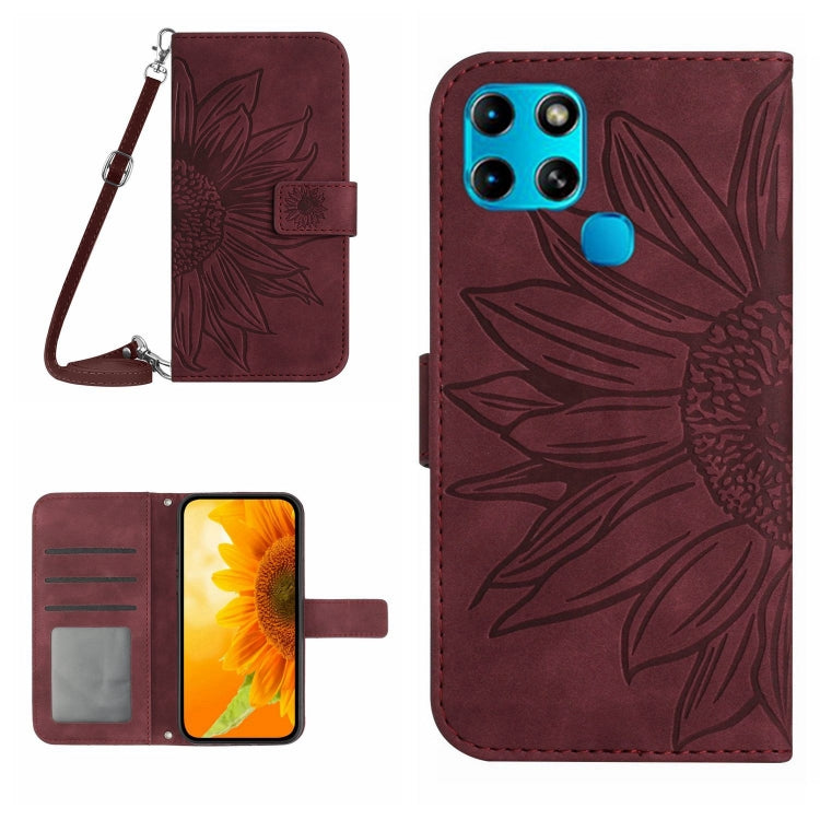 For Infinix Smart 6 Skin Feel Sun Flower Pattern Flip Leather Phone Case with Lanyard