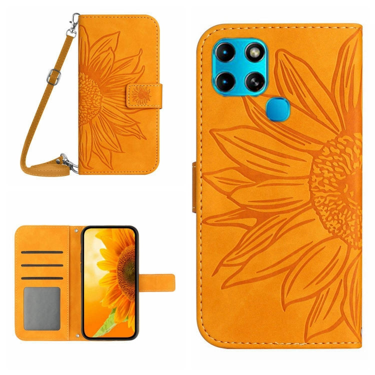 For Infinix Smart 6 Skin Feel Sun Flower Pattern Flip Leather Phone Case with Lanyard