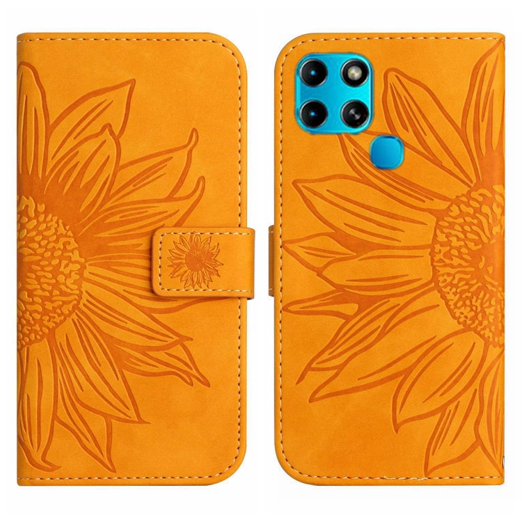 For Infinix Smart 6 Skin Feel Sun Flower Pattern Flip Leather Phone Case with Lanyard