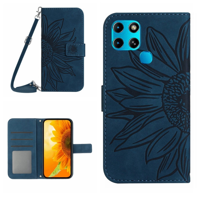 For Infinix Smart 6 Skin Feel Sun Flower Pattern Flip Leather Phone Case with Lanyard