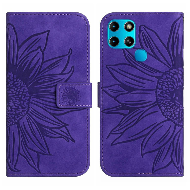 For Infinix Smart 6 Skin Feel Sun Flower Pattern Flip Leather Phone Case with Lanyard