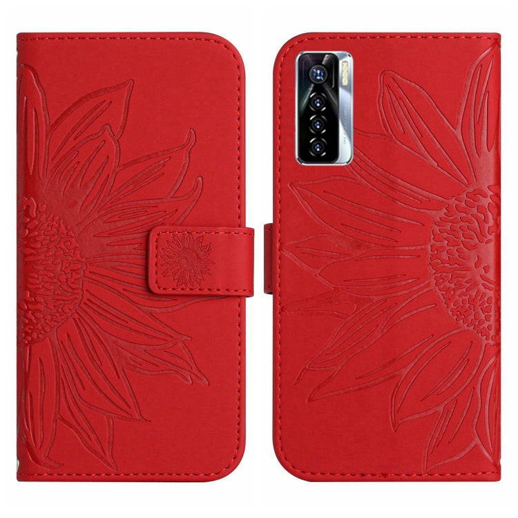 For Tecno Camon 17 Pro Skin Feel Sun Flower Pattern Flip Leather Phone Case with Lanyard