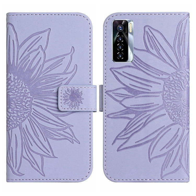 For Tecno Camon 17 Pro Skin Feel Sun Flower Pattern Flip Leather Phone Case with Lanyard