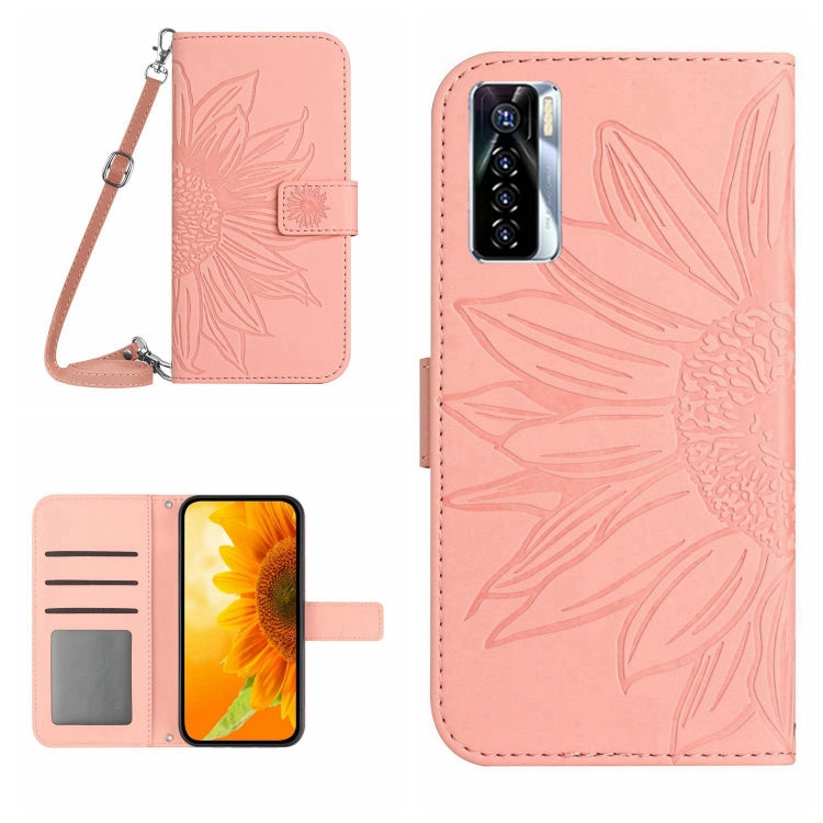 For Tecno Camon 17 Pro Skin Feel Sun Flower Pattern Flip Leather Phone Case with Lanyard