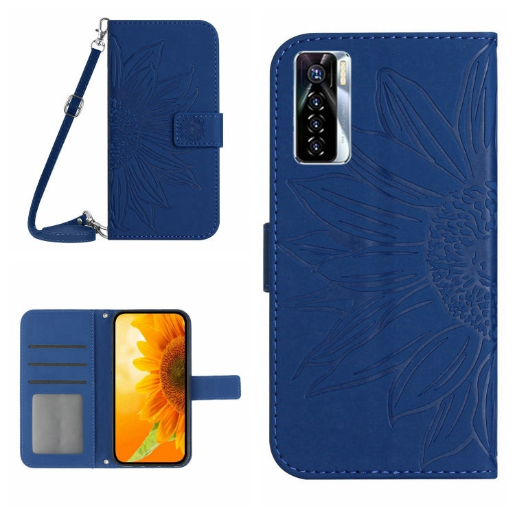 For Tecno Camon 17 Pro Skin Feel Sun Flower Pattern Flip Leather Phone Case with Lanyard